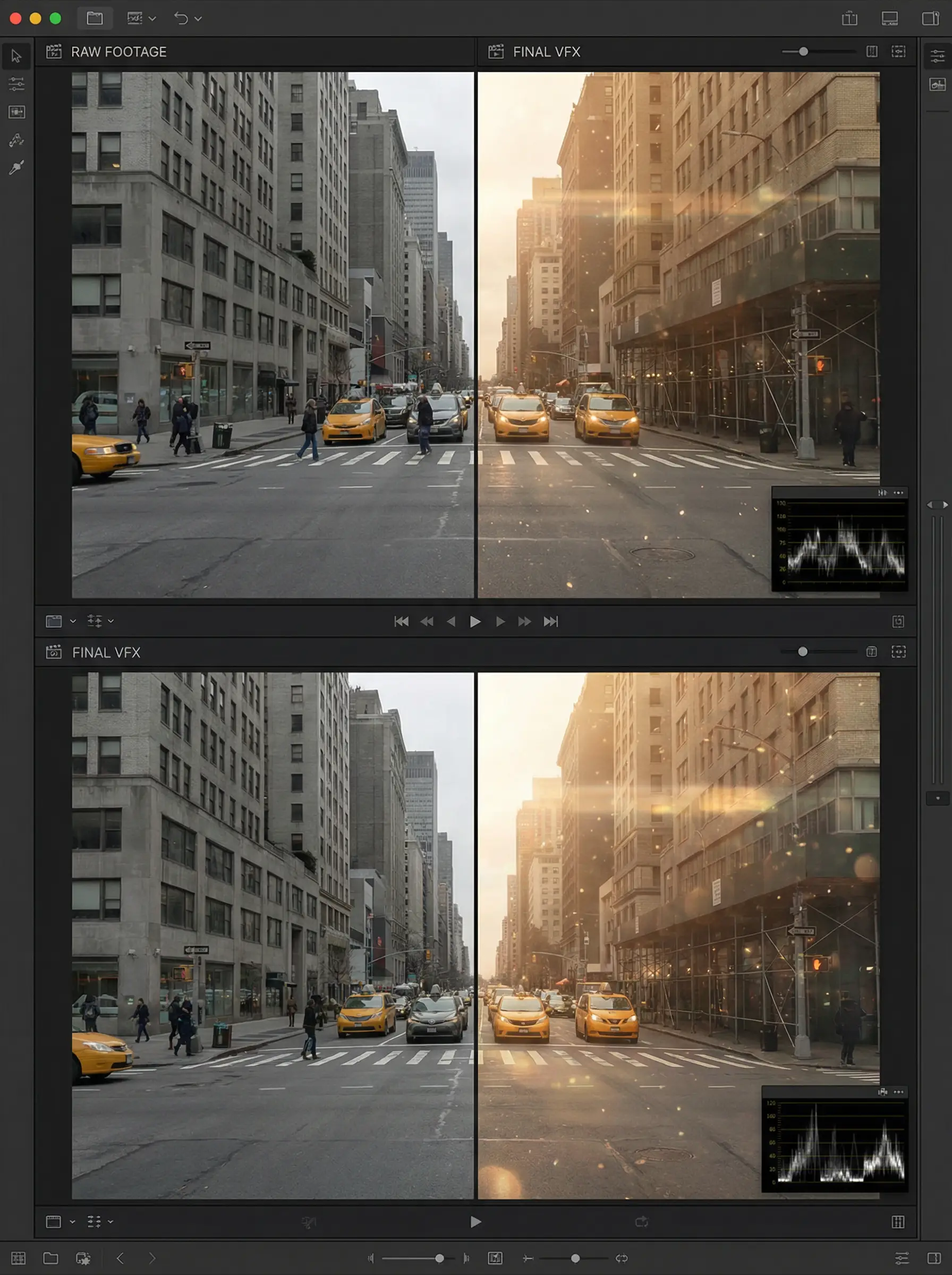 麻豆 电影级调色对比效果 - 城市街景色彩校正