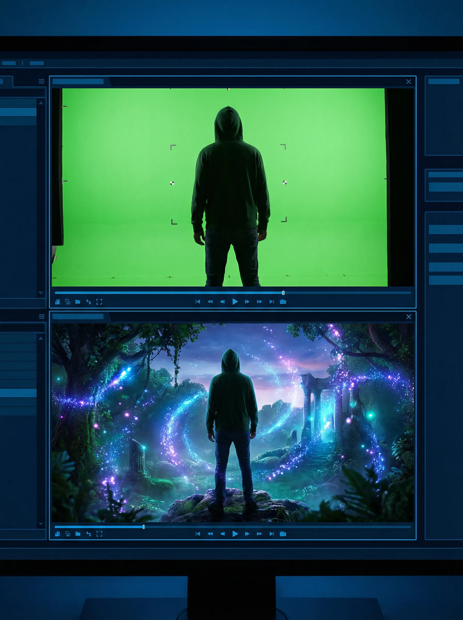 麻豆 绿幕抠图合成 - 奇幻场景VFX特效