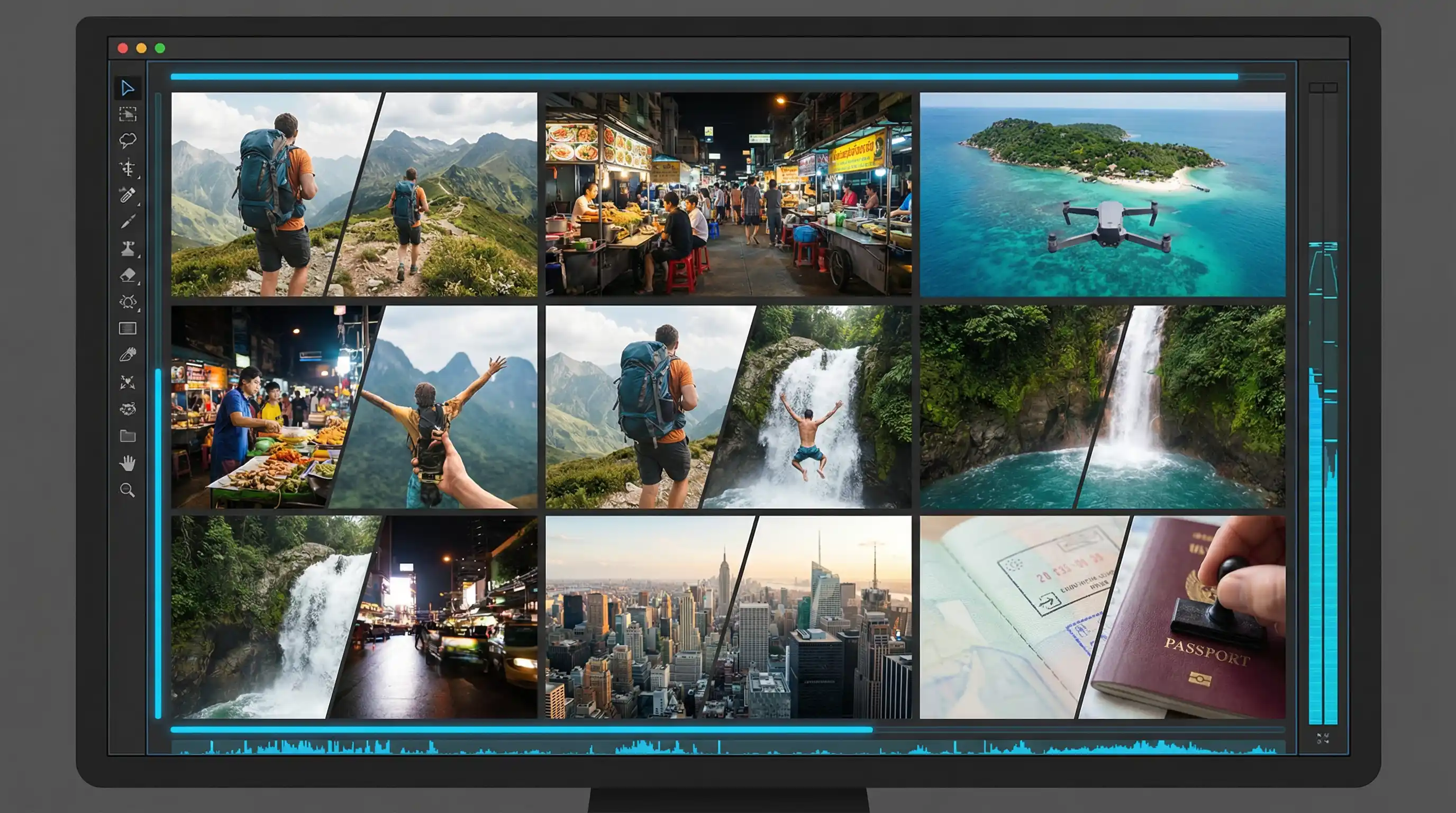 麻豆 旅行Vlog剪辑模板 - 动态分屏效果